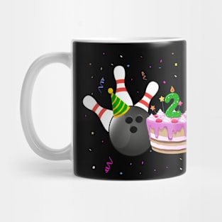 Bowling 2nd Birthday Bday Party Kids 2 years Old Bowler Mug